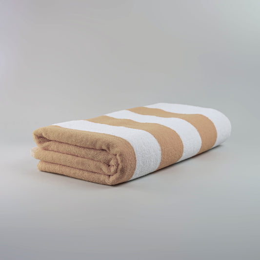 White Summer Towel with Beige Bold Lines
