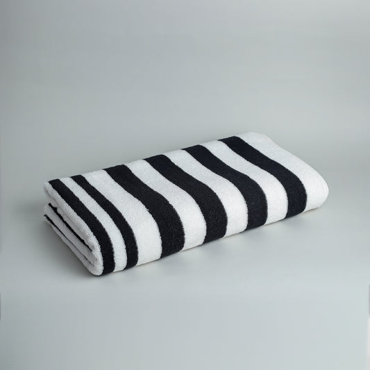 White Summer Towel with Black Bold Lines