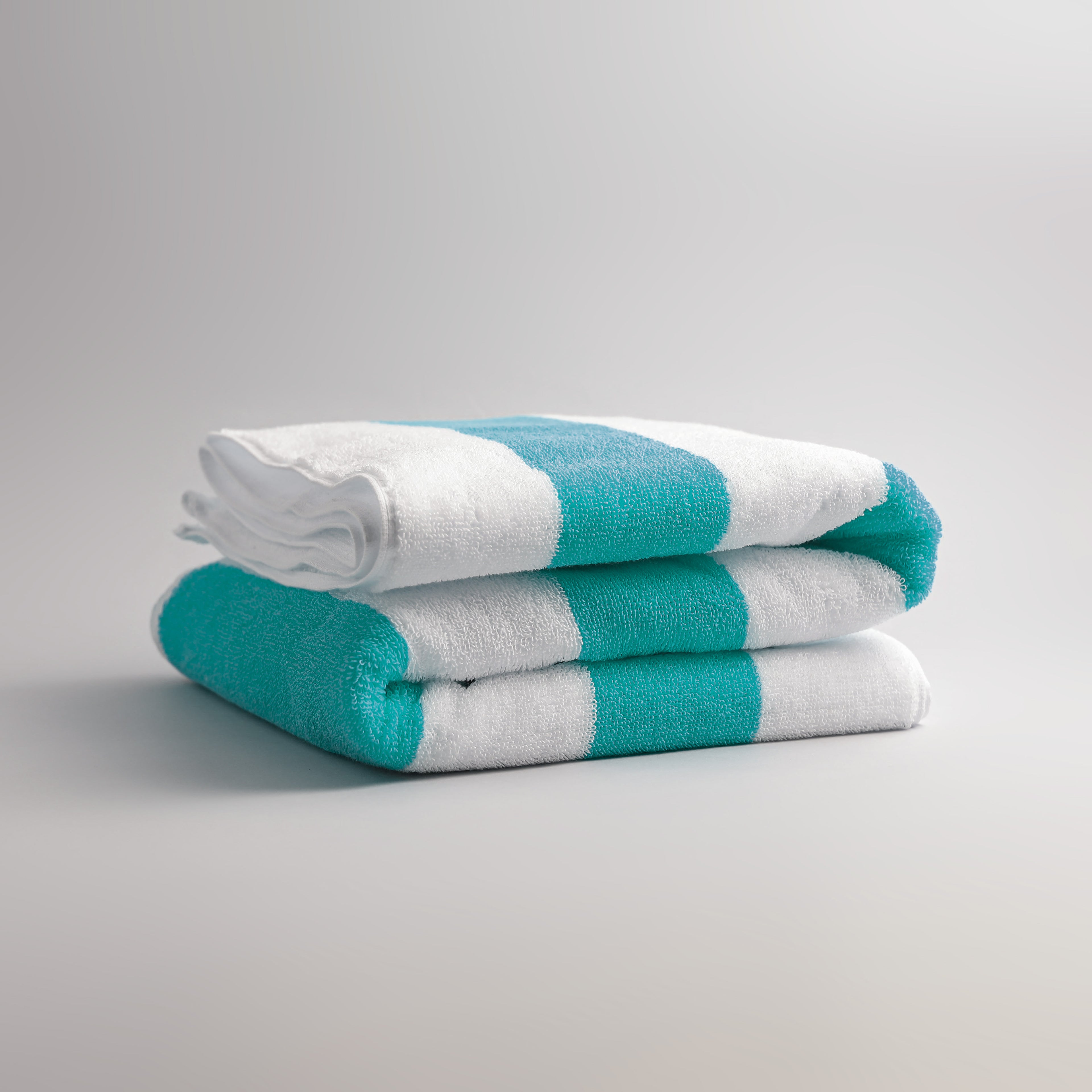 White Towel with Sea Green Bold Lines