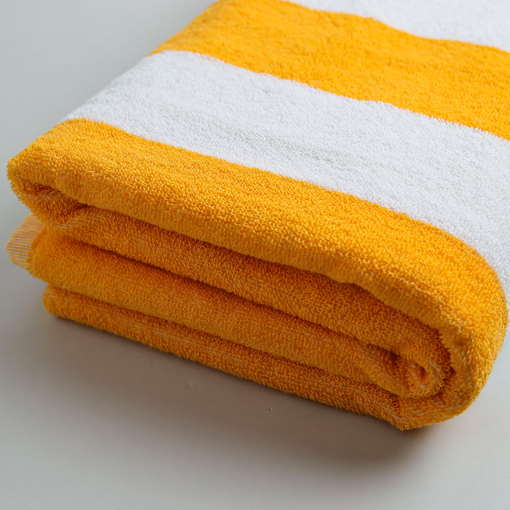 White Summer Towel with Yellow Bold Lines