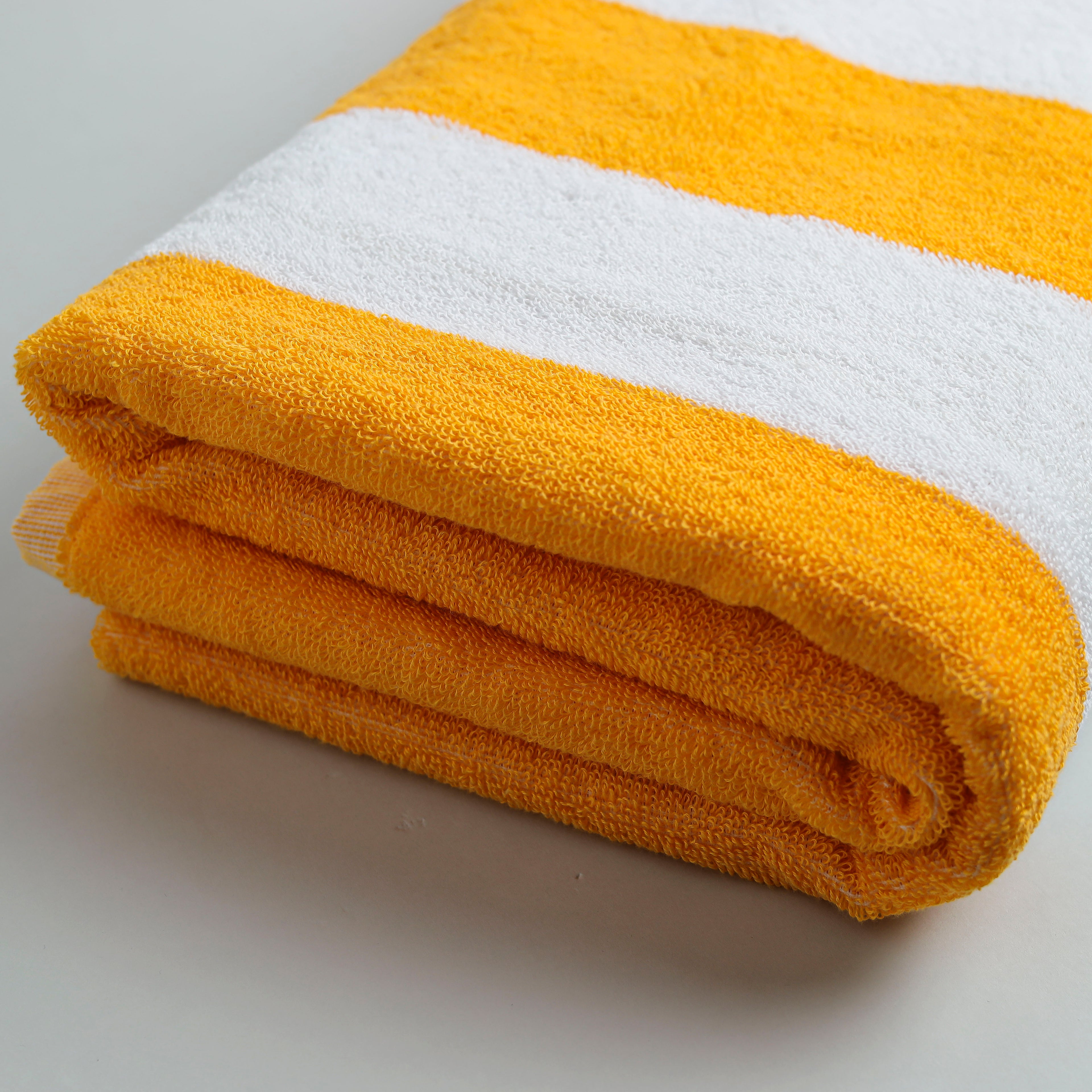 White Summer Towel with Yellow Bold Lines