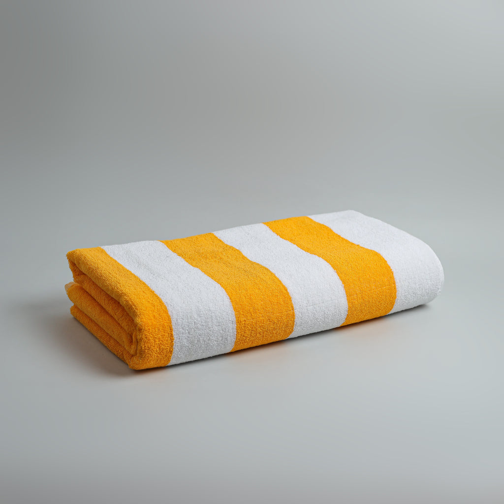 White Summer Towel with Yellow Bold Lines