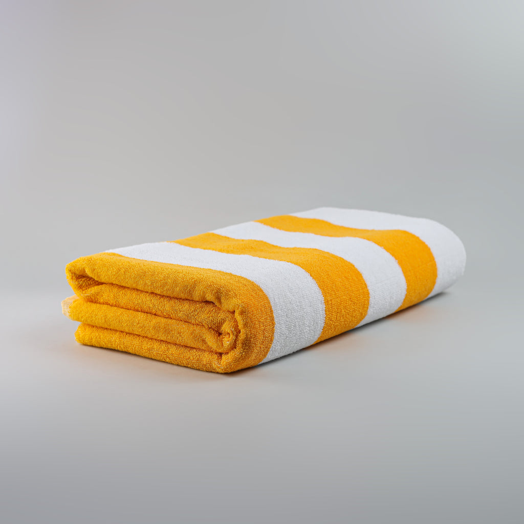 White Summer Towel with Yellow Bold Lines