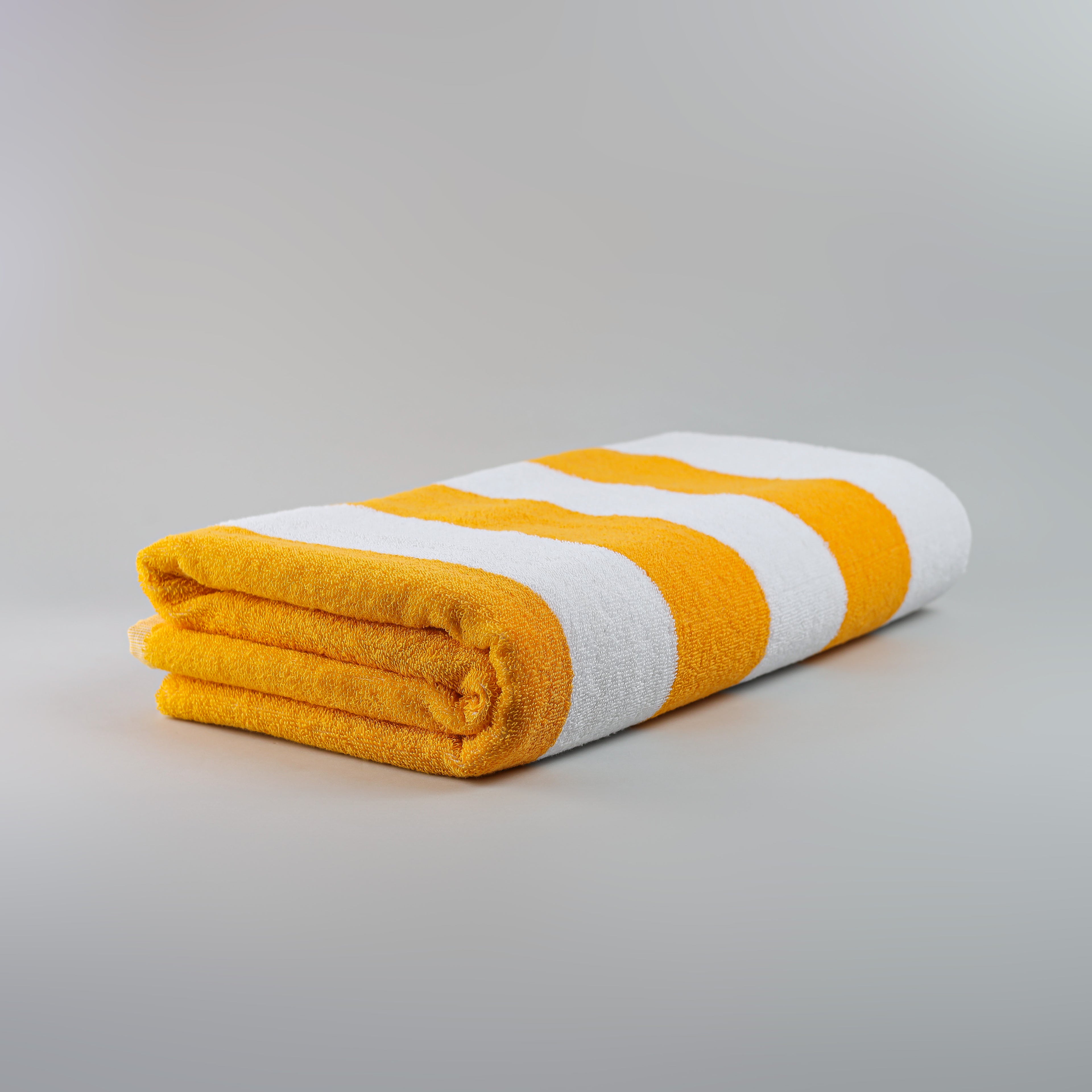 White Summer Towel with Yellow Bold Lines