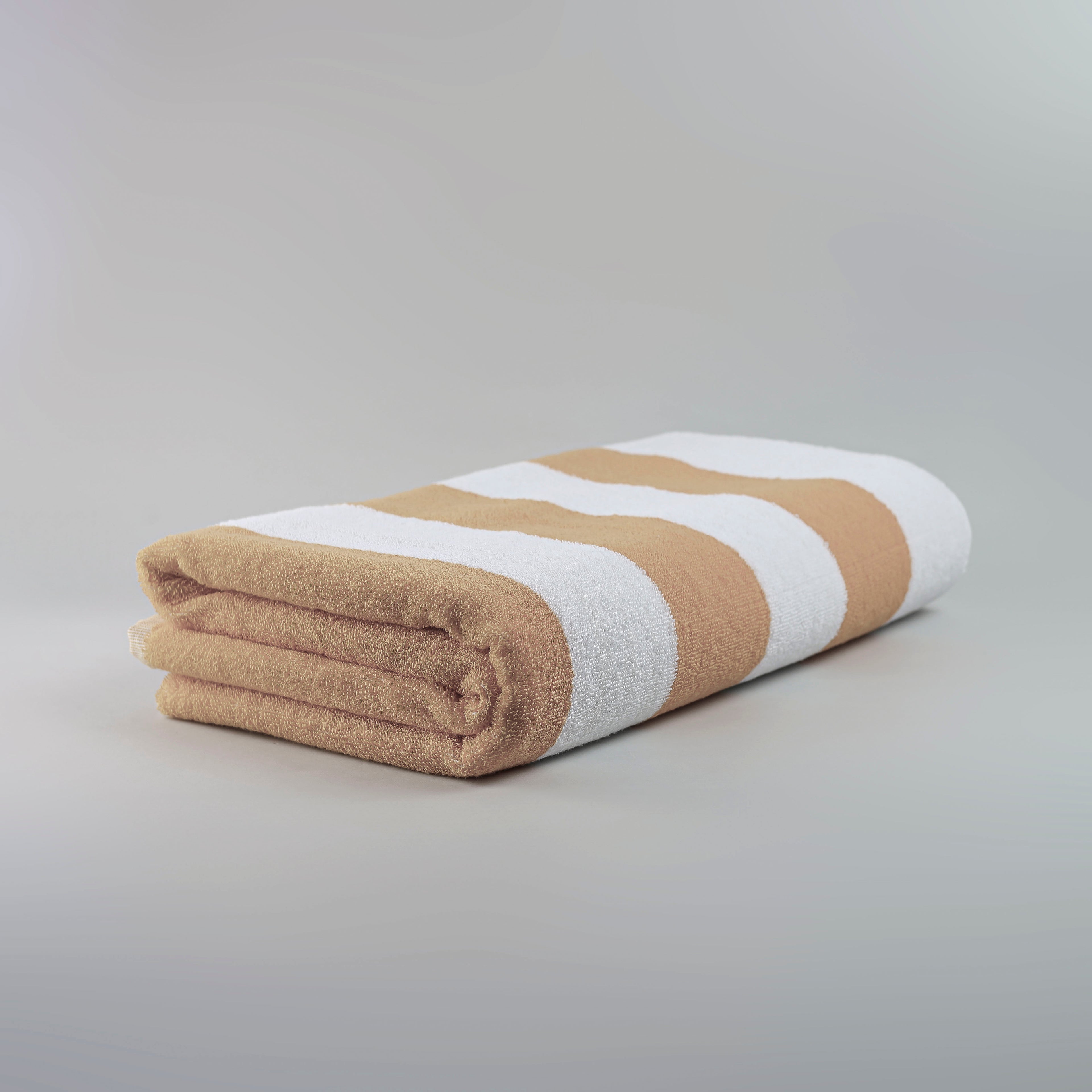 White Summer Towel with Beige Bold Lines