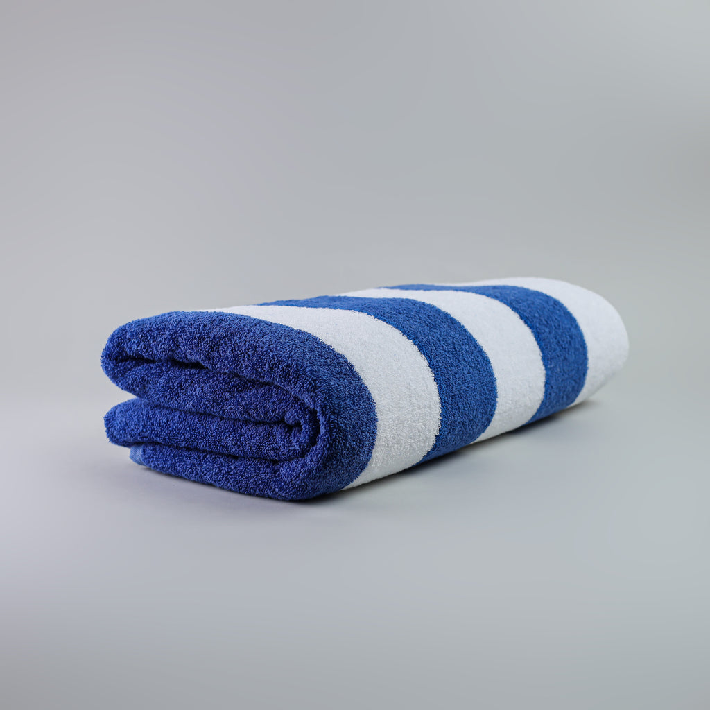 White Summer Towel with Blue Bold Lines