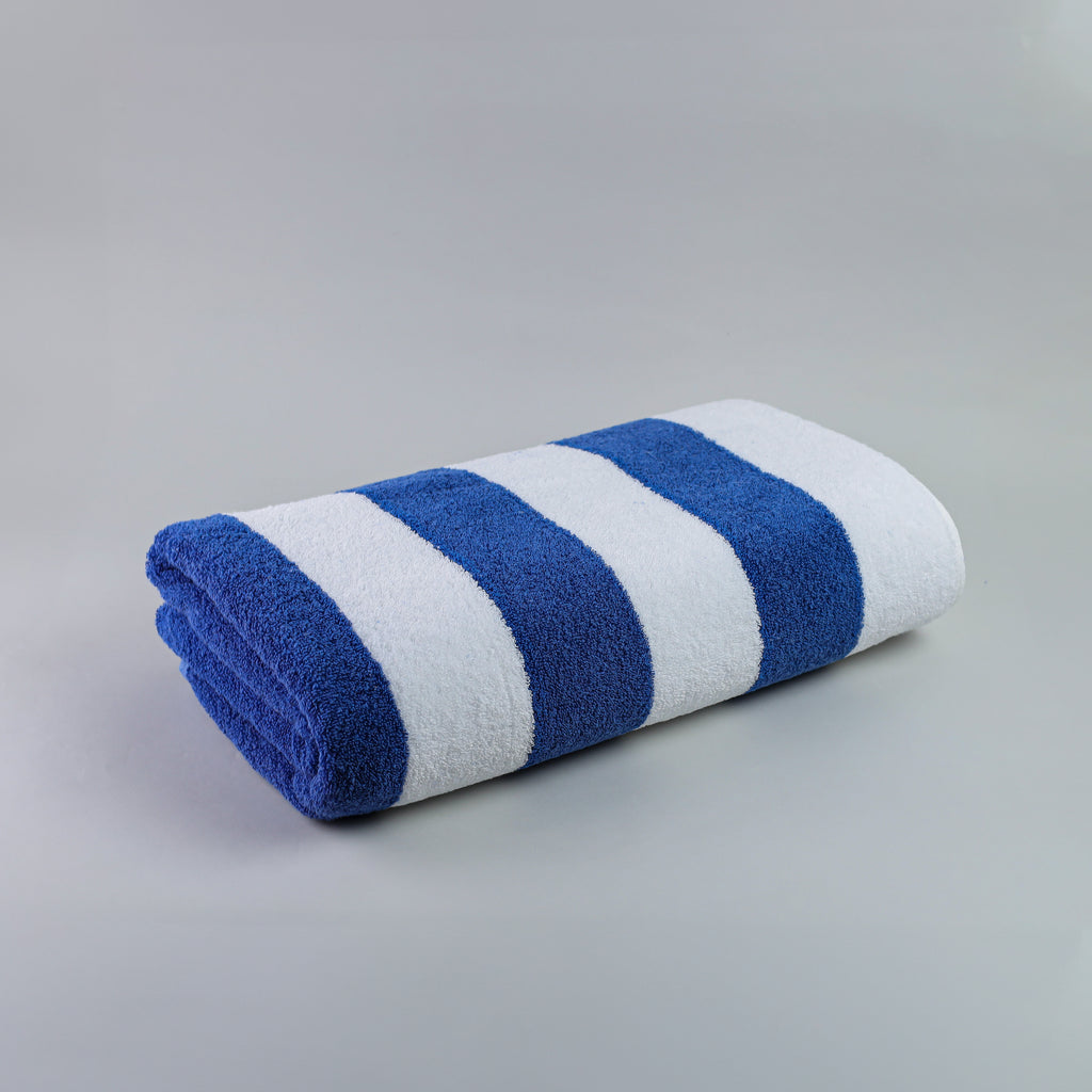 White Summer Towel with Blue Bold Lines