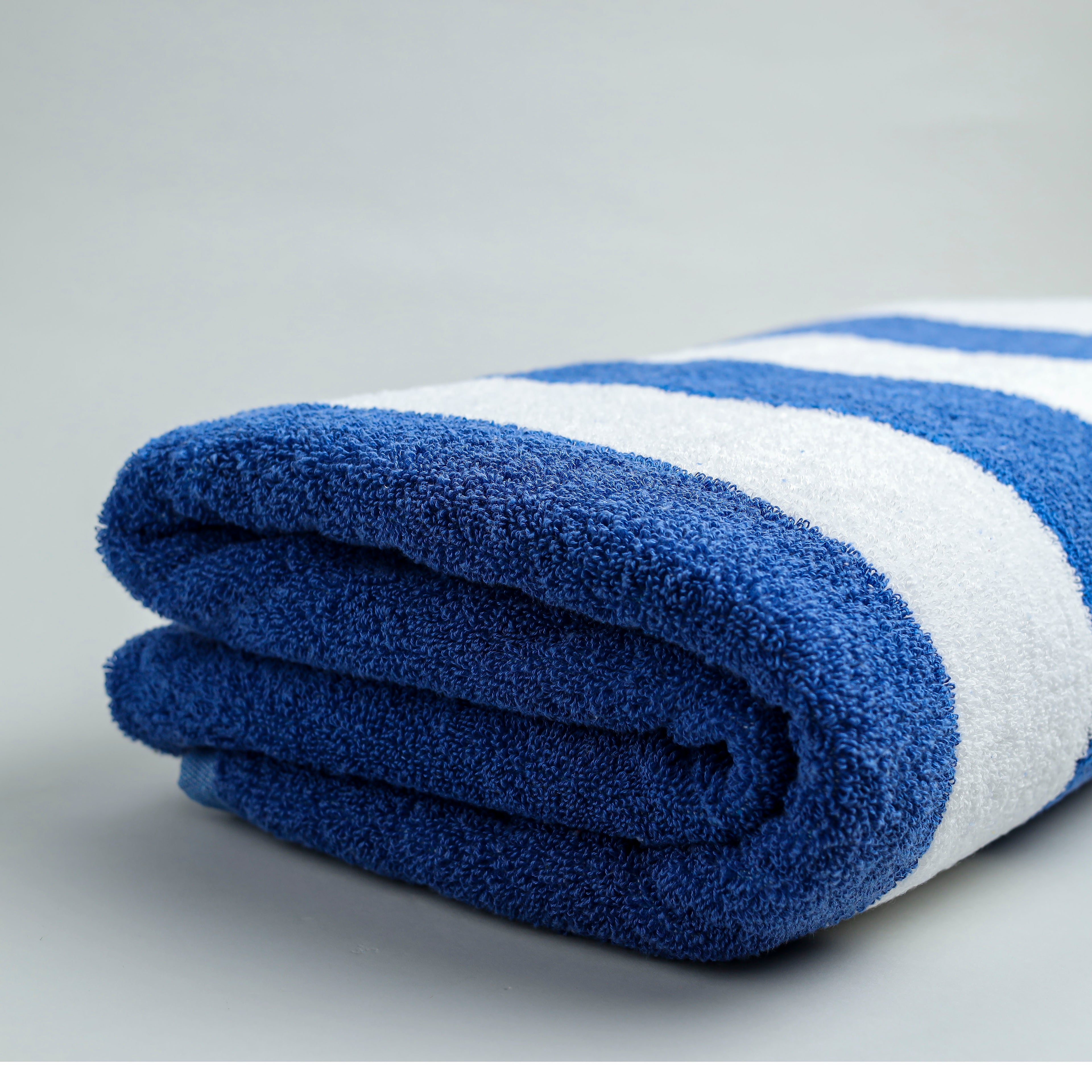 White Summer Towel with Blue Bold Lines