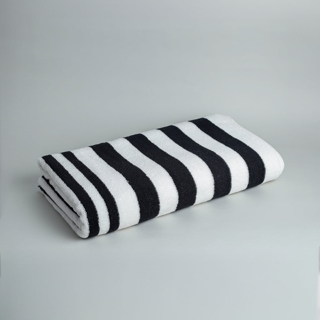White Summer Towel with Black Bold Lines