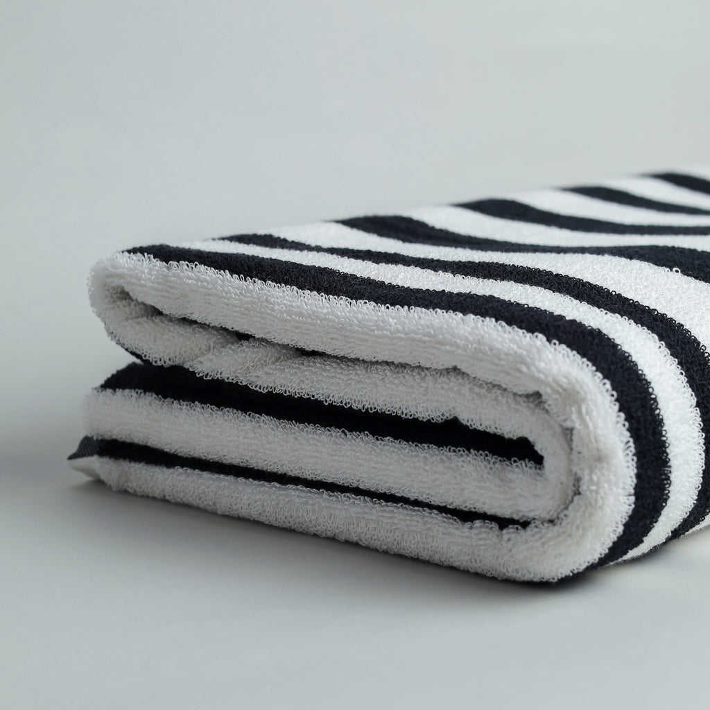 White Summer Towel with Black Bold Lines