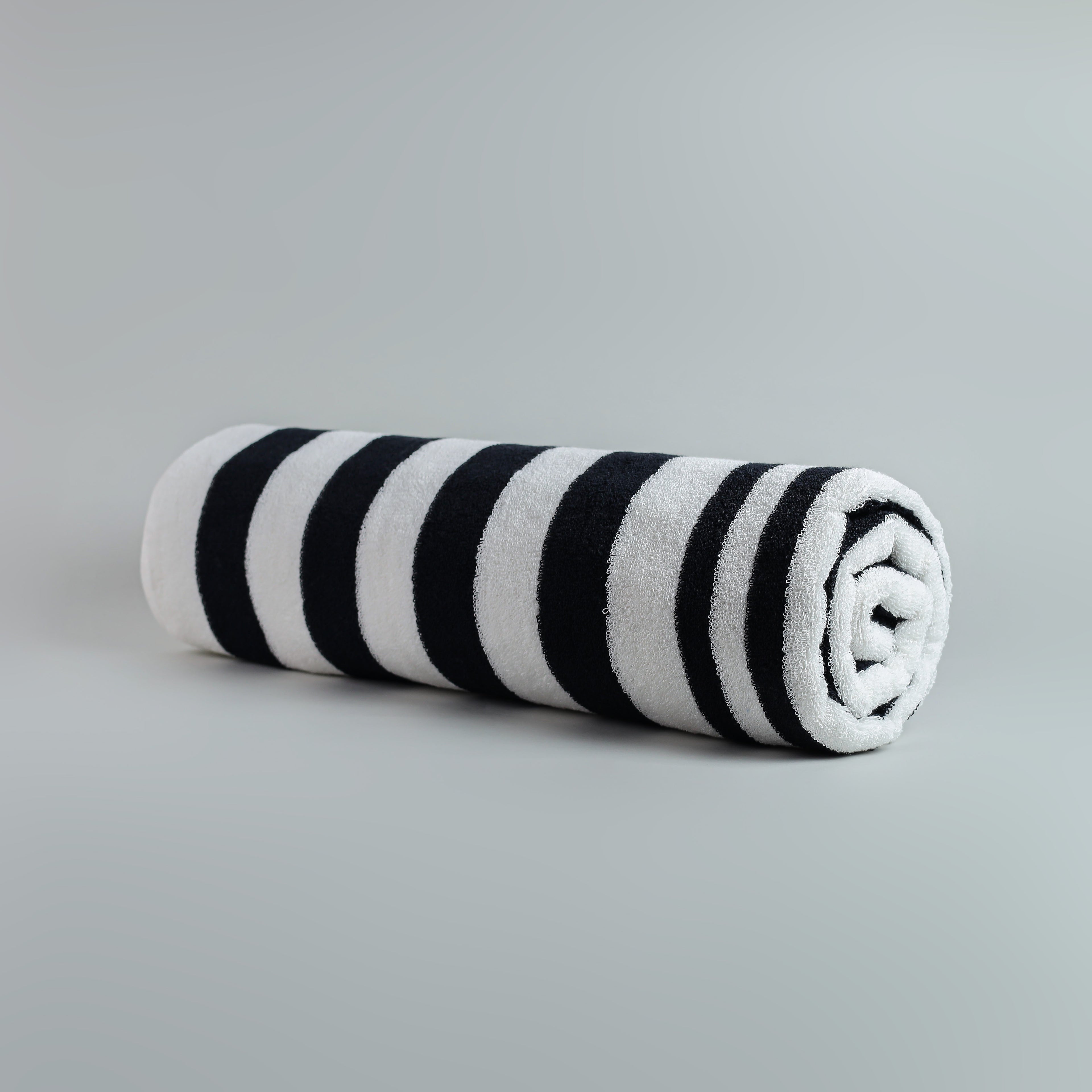 White Summer Towel with Black Bold Lines