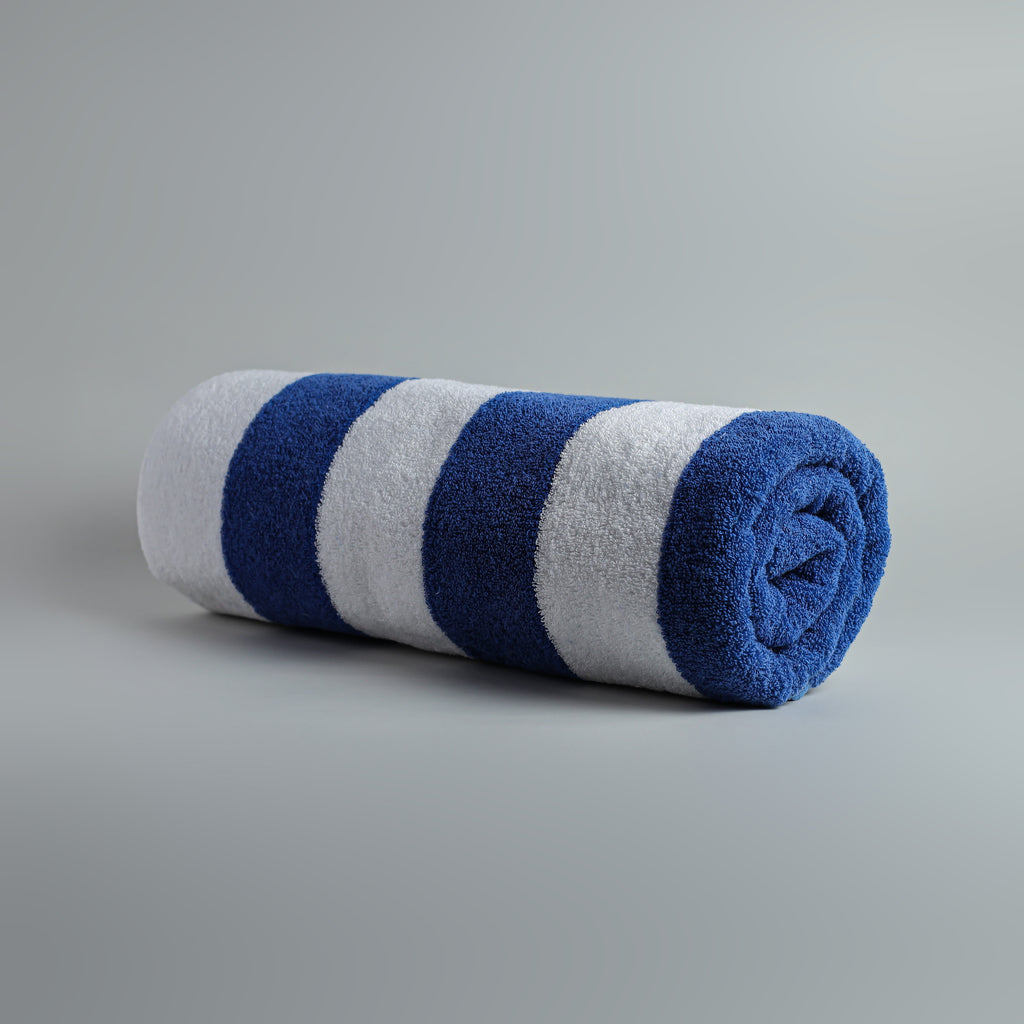 White Summer Towel with Blue Bold Lines