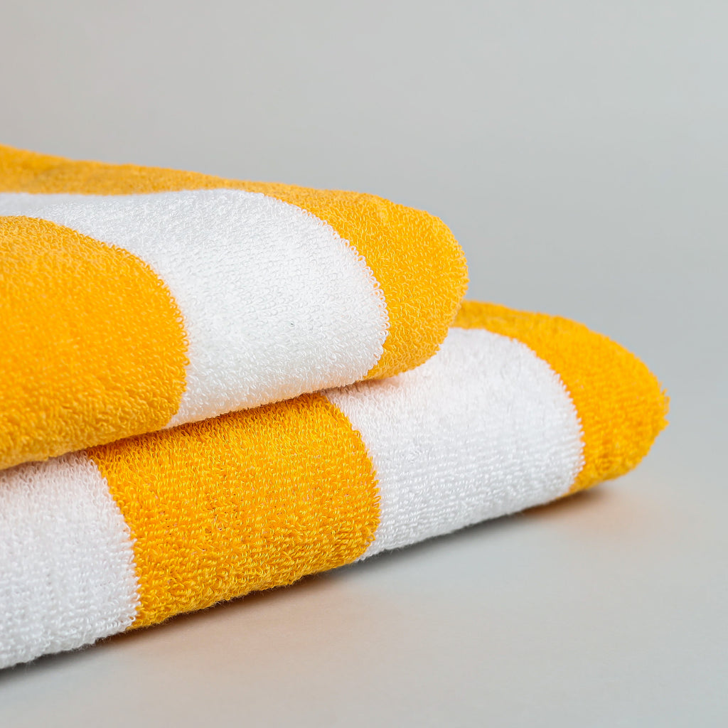 White Summer Towel with Yellow Bold Lines