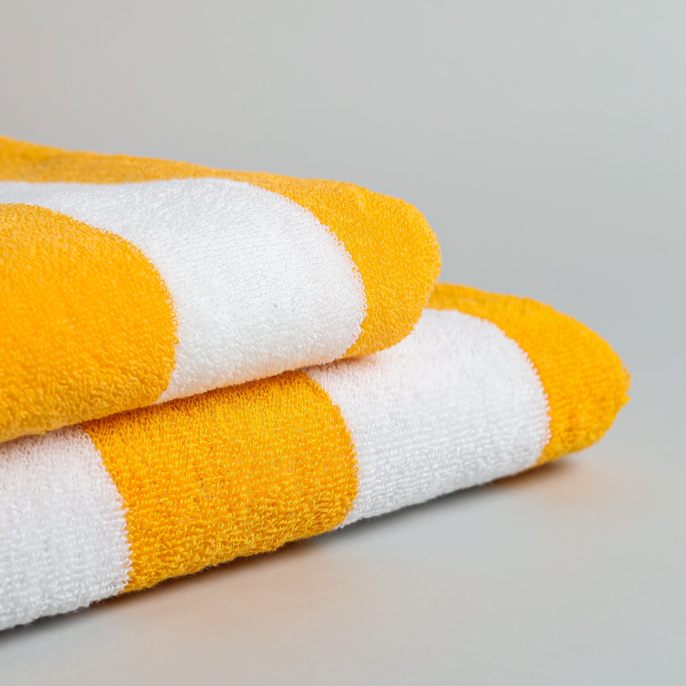 White Summer Towel with Yellow Bold Lines