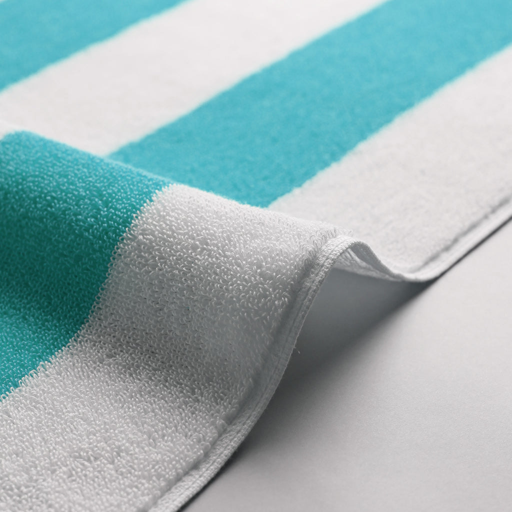 White Towel with Sea Green Bold Lines