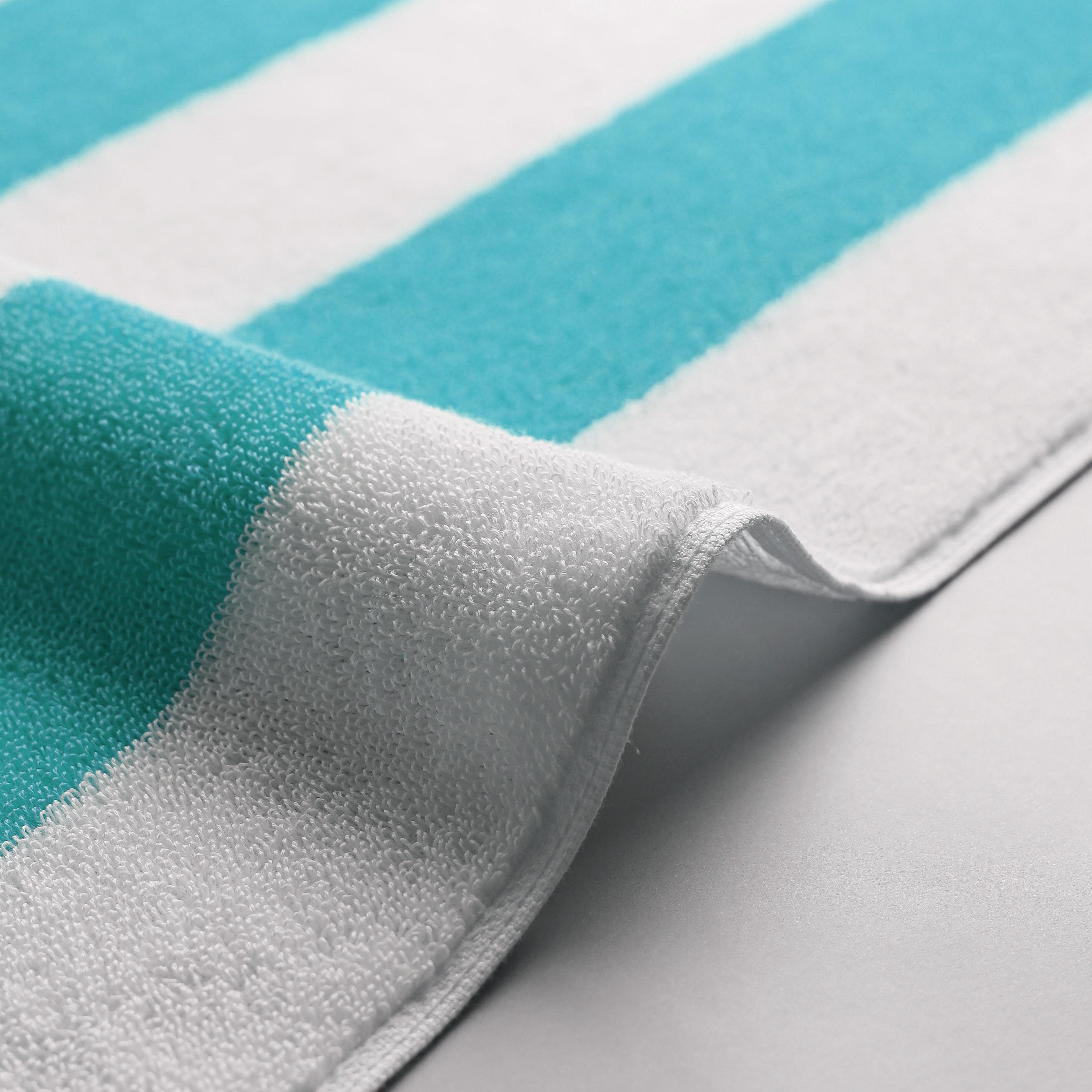 White Towel with Sea Green Bold Lines