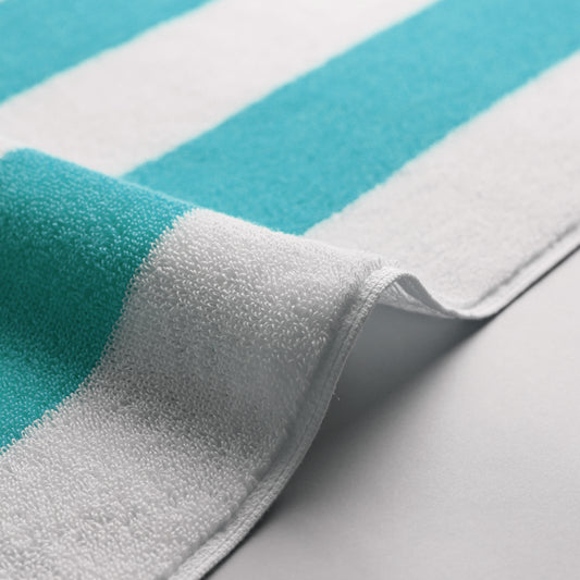 White Towel with Sea Green Bold Lines