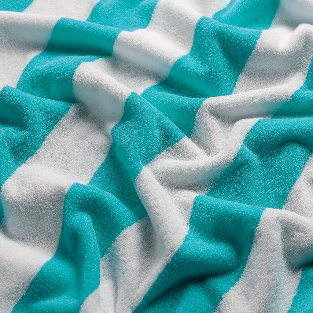 White Towel with Sea Green Bold Lines