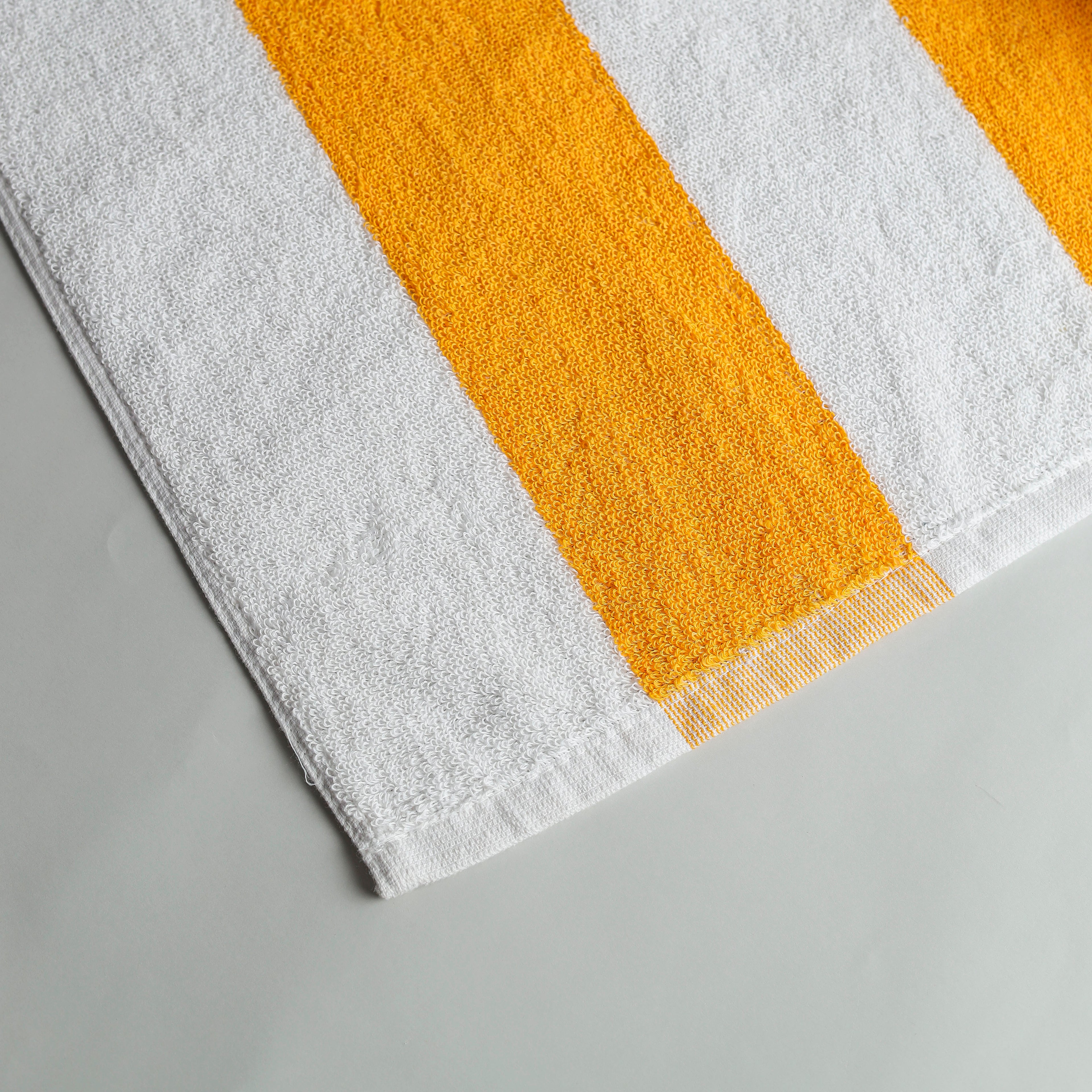 White Summer Towel with Yellow Bold Lines