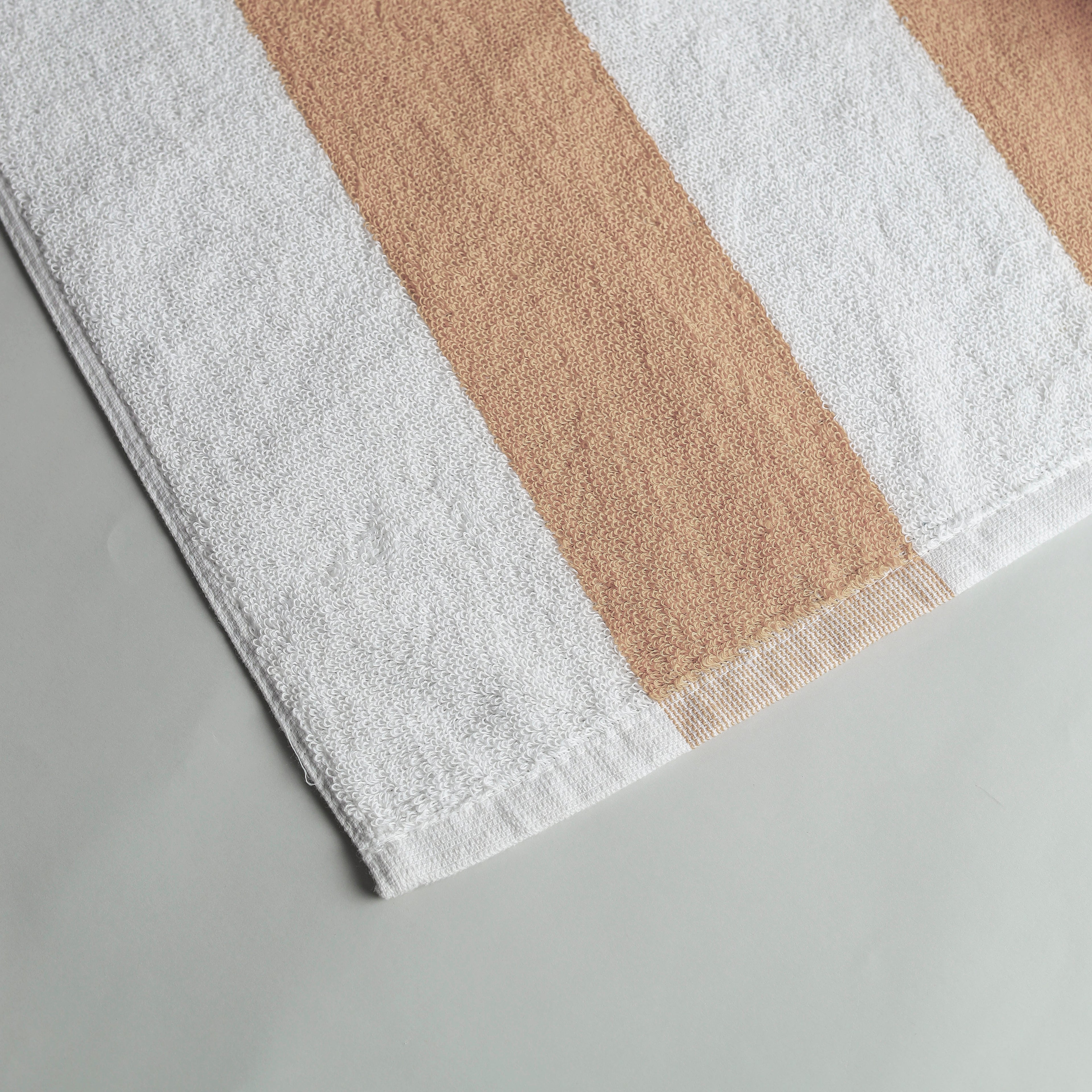 White Summer Towel with Beige Bold Lines