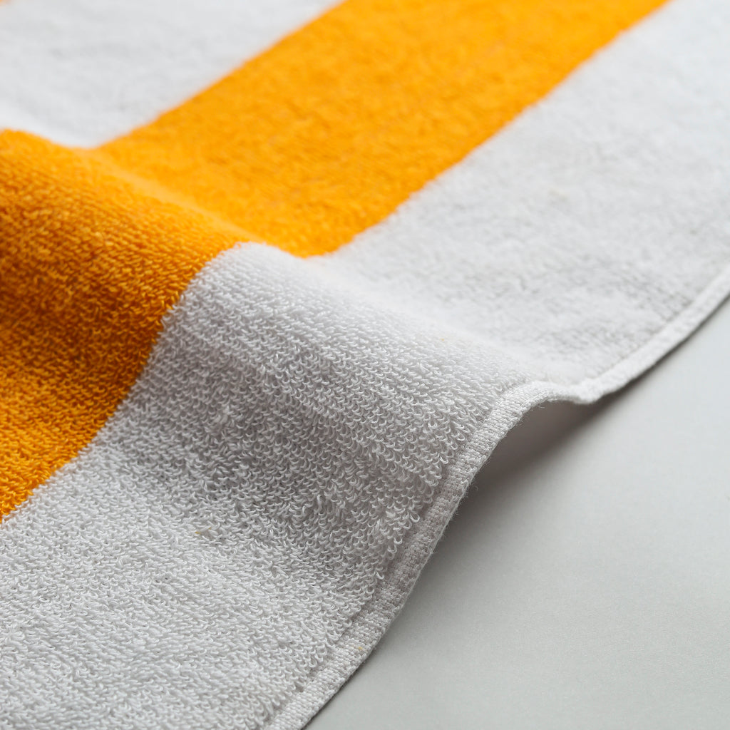 White Summer Towel with Yellow Bold Lines