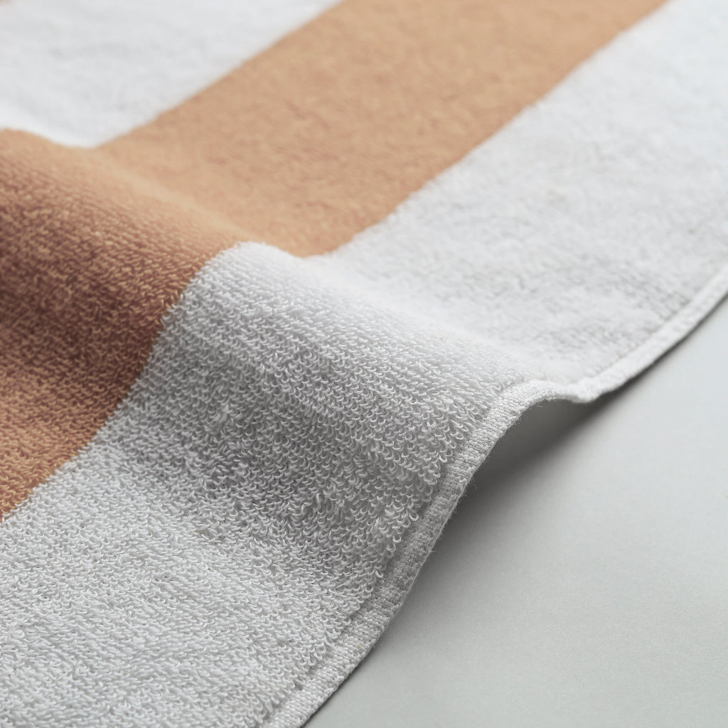 White Summer Towel with Beige Bold Lines