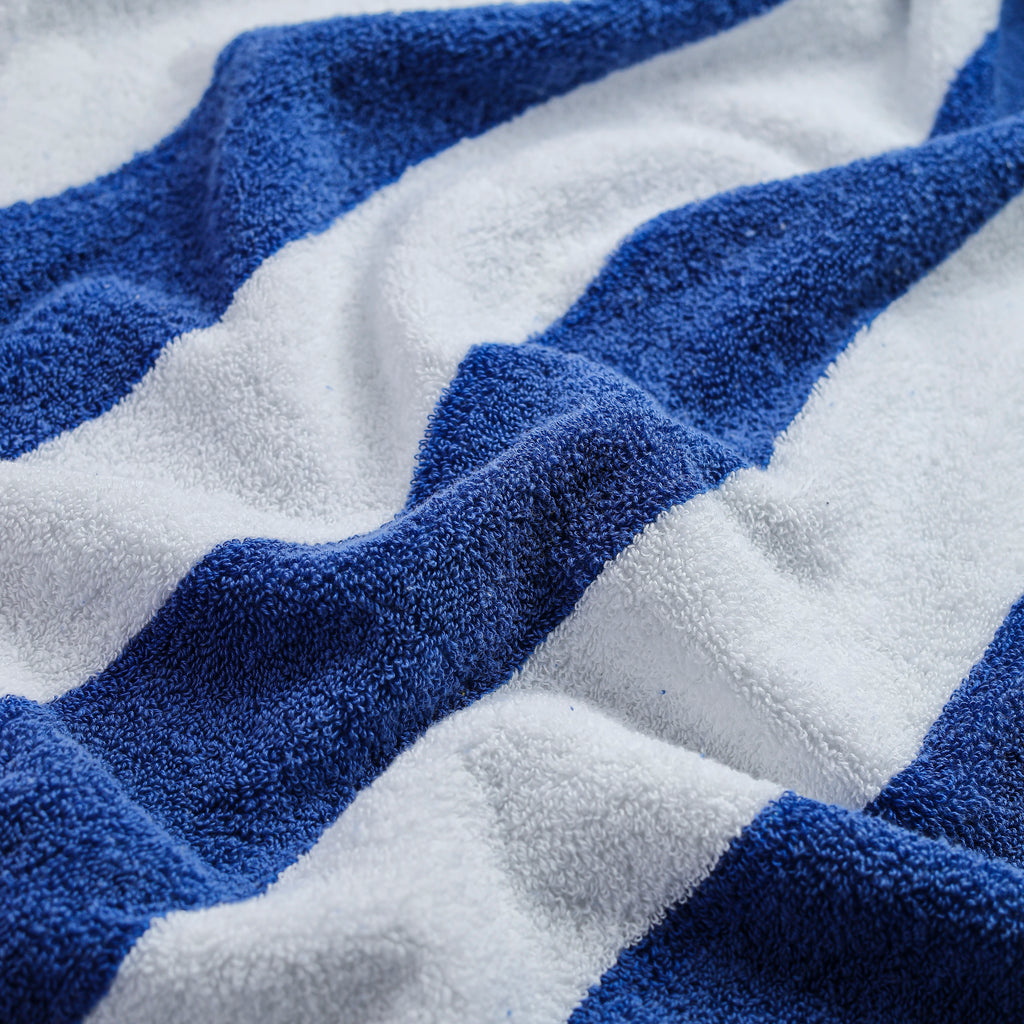 White Summer Towel with Blue Bold Lines