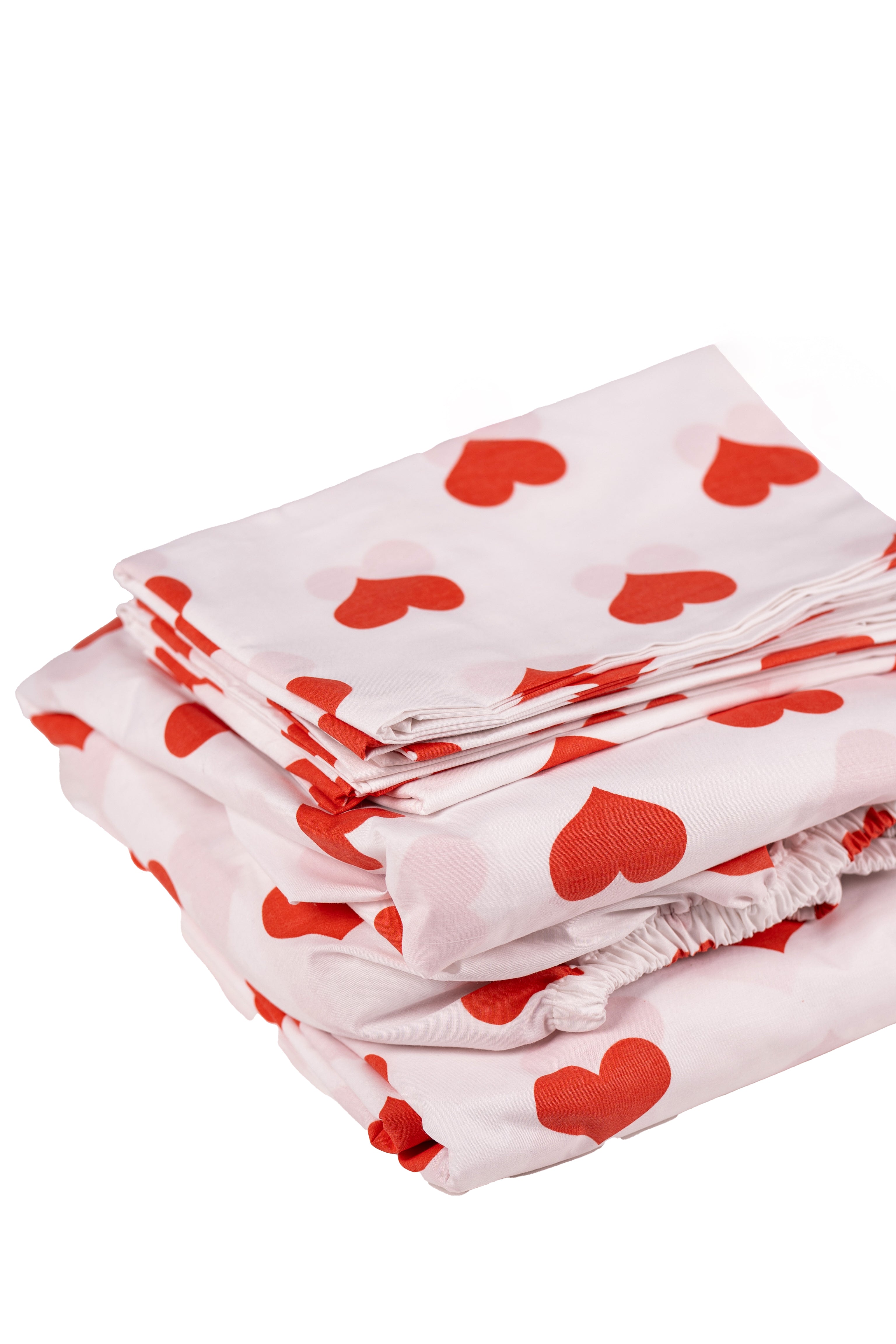 Red Heart Bedsheets with 2 pillow cases.