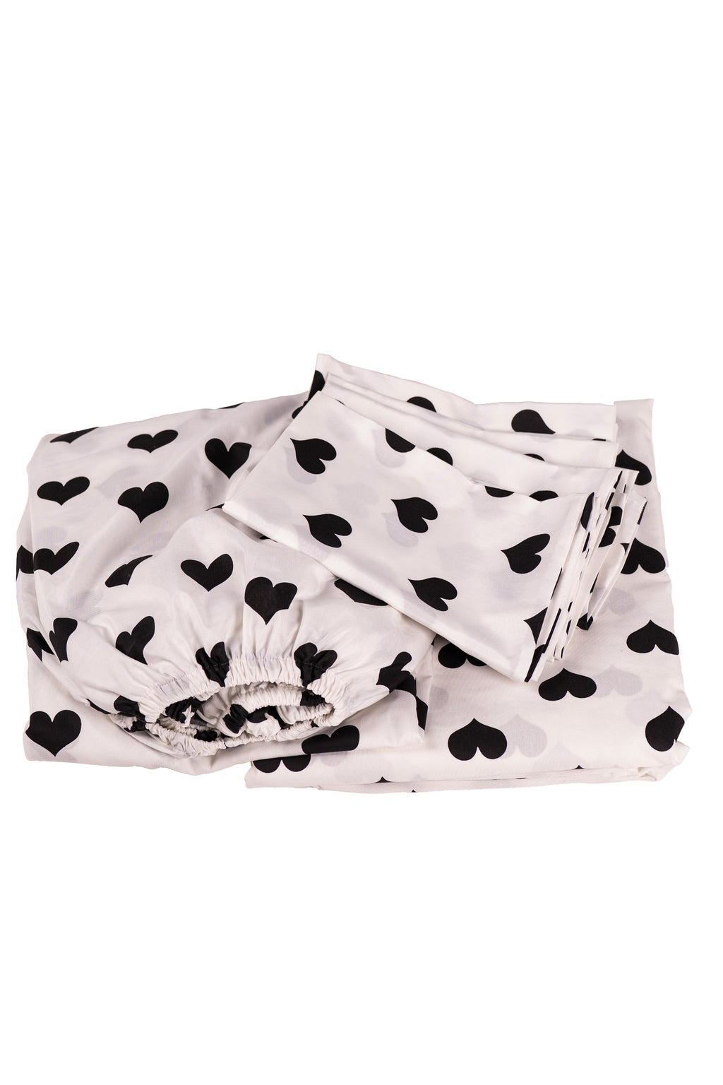 Black Heart Bedsheet with 2 pillow cases.